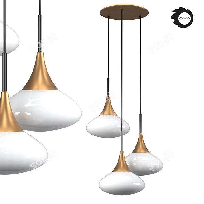 Elegant Duco S Chandelier - 1600mm 3D model image 4