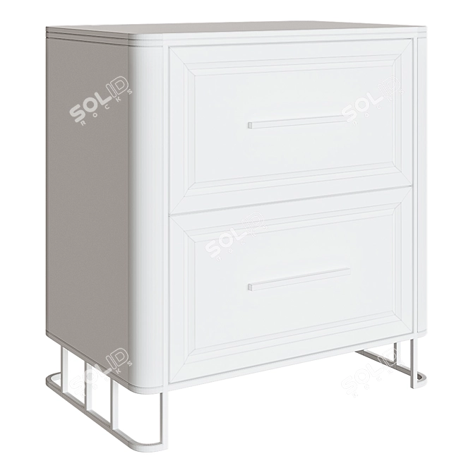 Modern White Bedside Table with 2 Drawers 3D model image 2