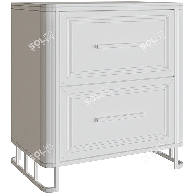 Modern White Bedside Table with 2 Drawers 3D model image 4