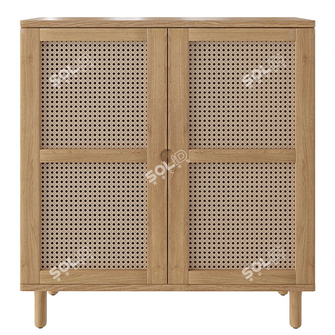 Oak Double Towel Cupboard: Stylish and Spacious 3D model image 2