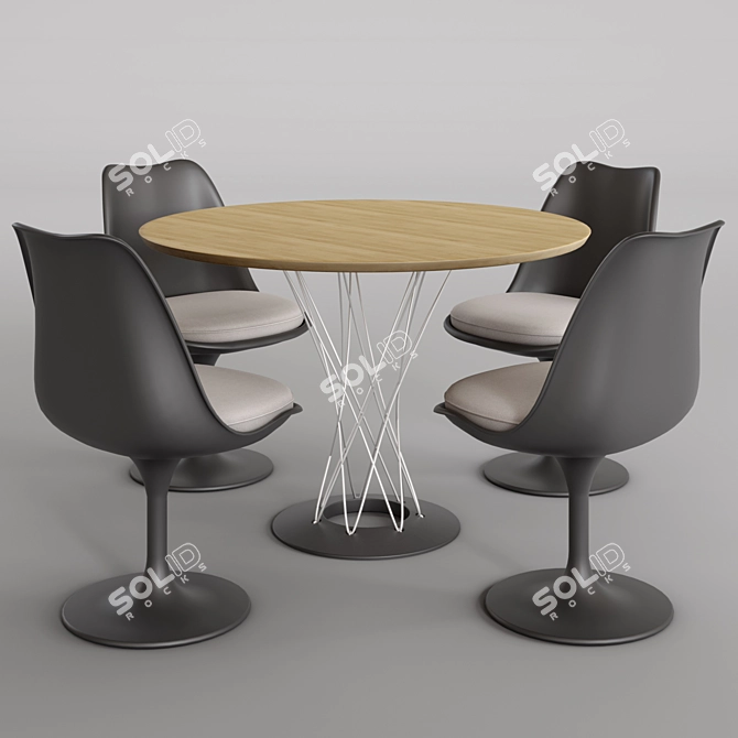 Modern Knoll Cyclone & Tulip Dining Set 3D model image 2