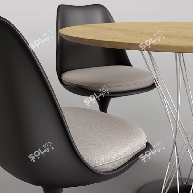 Modern Knoll Cyclone & Tulip Dining Set 3D model image 5