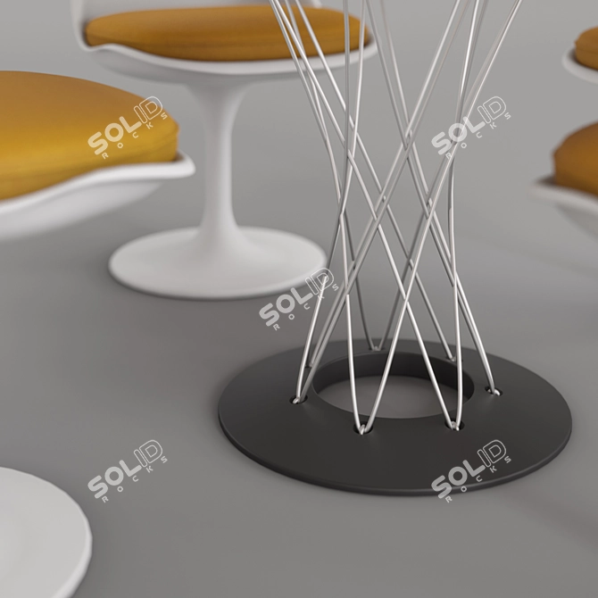 Modern Knoll Cyclone & Tulip Dining Set 3D model image 6