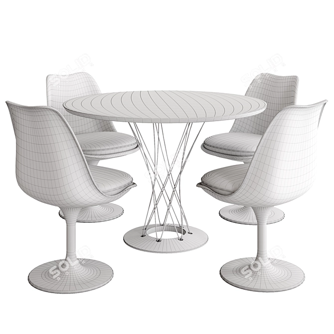 Modern Knoll Cyclone & Tulip Dining Set 3D model image 7