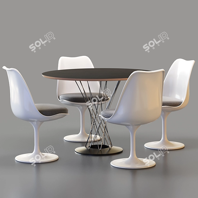 Modern Knoll Cyclone & Tulip Dining Set 3D model image 8