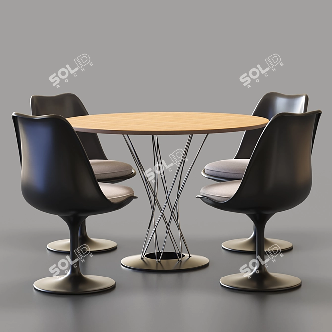 Modern Knoll Cyclone & Tulip Dining Set 3D model image 10