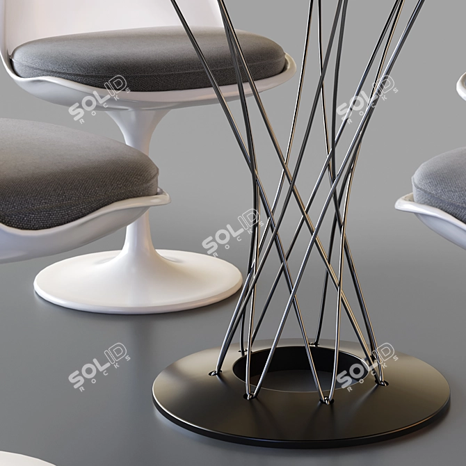 Modern Knoll Cyclone & Tulip Dining Set 3D model image 11