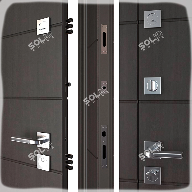 Sleek and Secure: Slim 2 Metal Door 3D model image 2