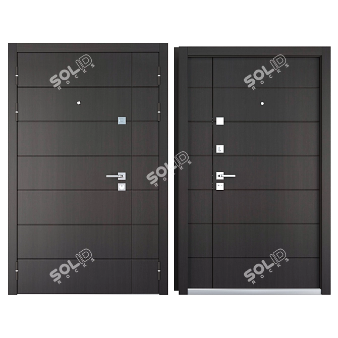 Sleek and Secure: Slim 2 Metal Door 3D model image 3