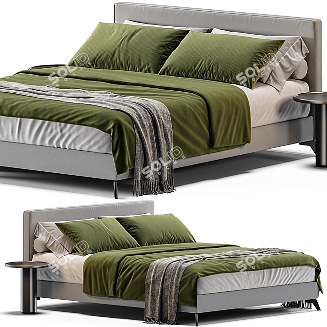 Stone Up Bed: Premium Modern Design 3D model image 1