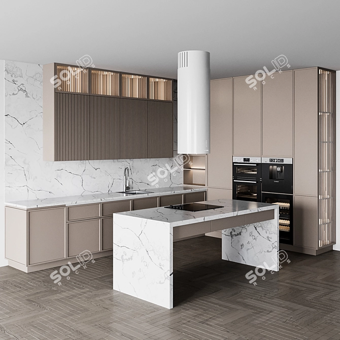 Italian Kitchen: Adjustable Size & Color 3D model image 2