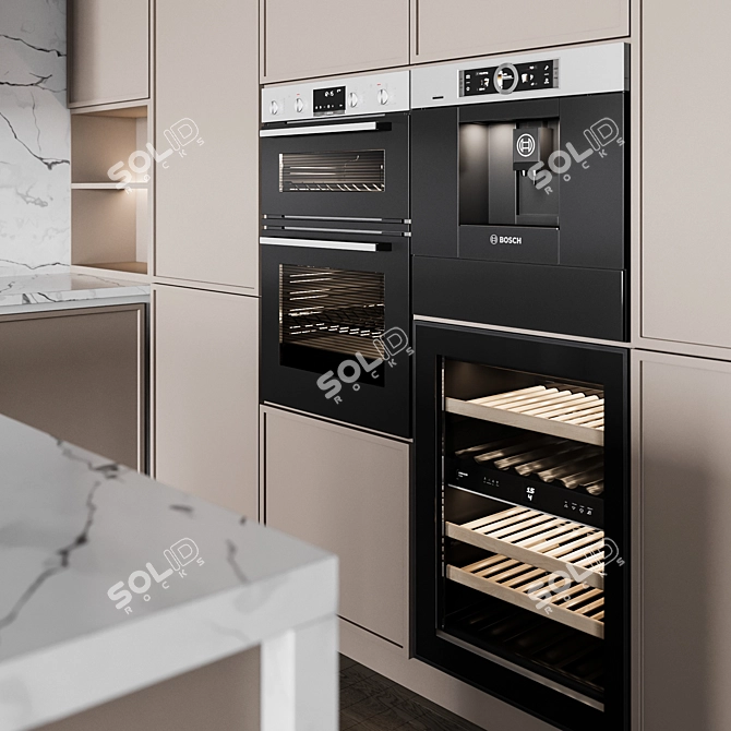 Italian Kitchen: Adjustable Size & Color 3D model image 5