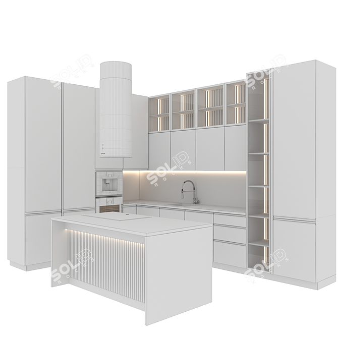 Italian Kitchen: Customizable & Compact 3D model image 6