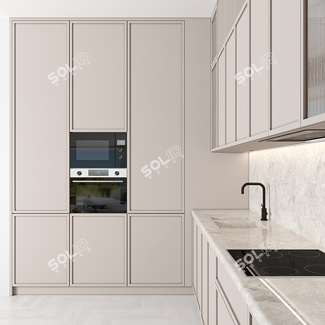 Modern Modular Kitchen Set 3D model image 3