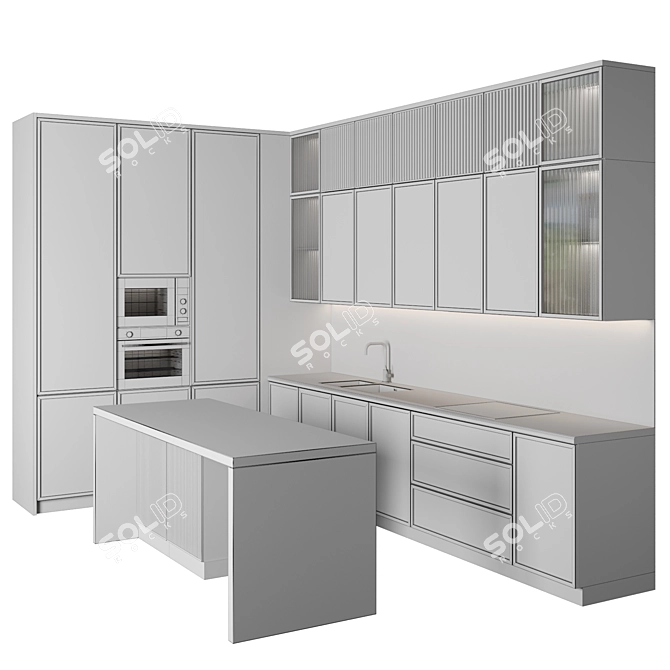 Modern Modular Kitchen Set 3D model image 5