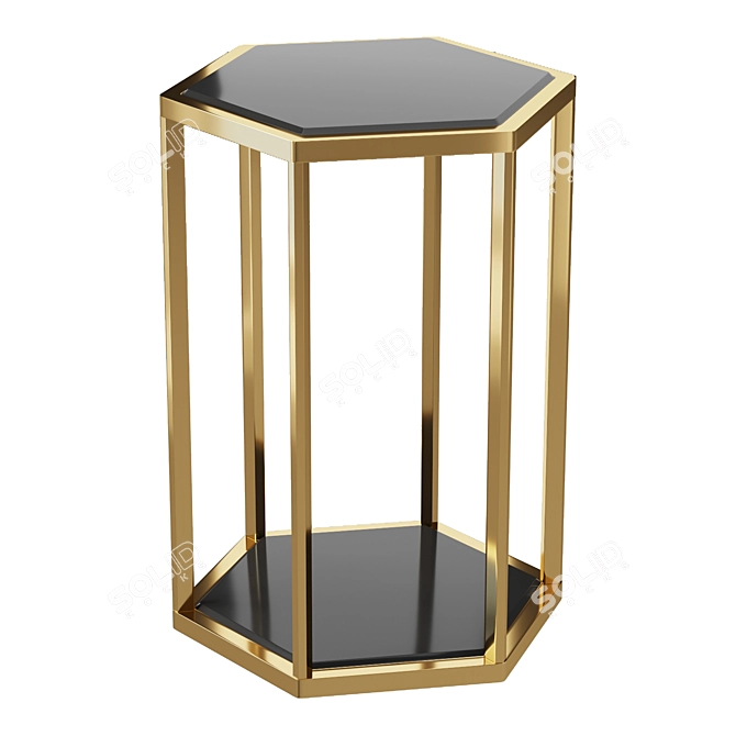 Eichholtz Coffee Table | Ceramic Black & Golden Metal 3D model image 1