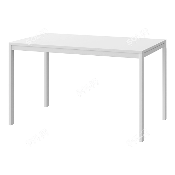 Modern White Dining Table 125x75cm 3D model image 1