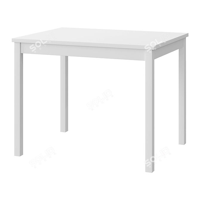 Sleek White Table 90x70cm 3D model image 1