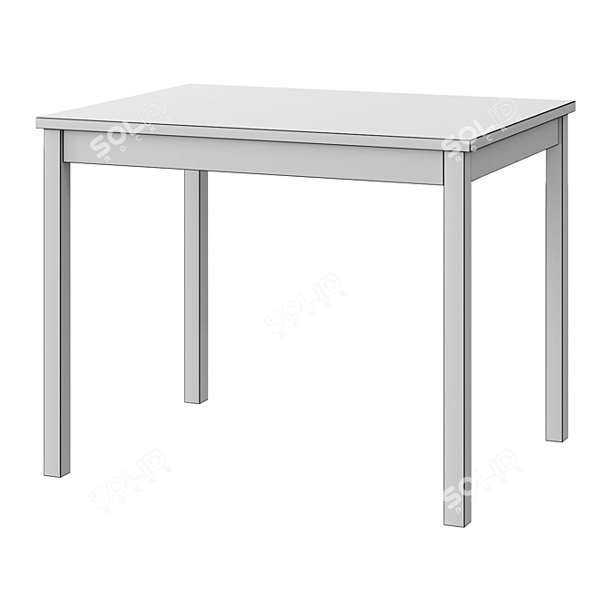 Sleek White Table 90x70cm 3D model image 2