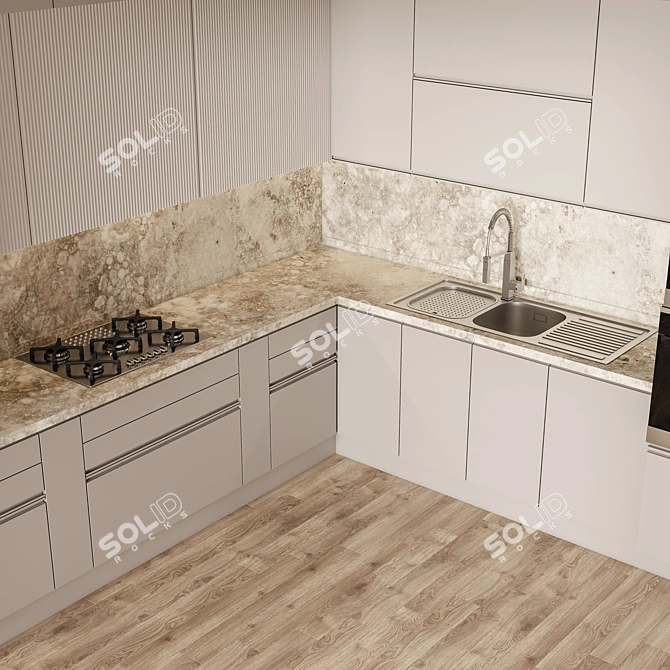 Sleek Kitchen004: Innovative Design & Versatile Function 3D model image 4