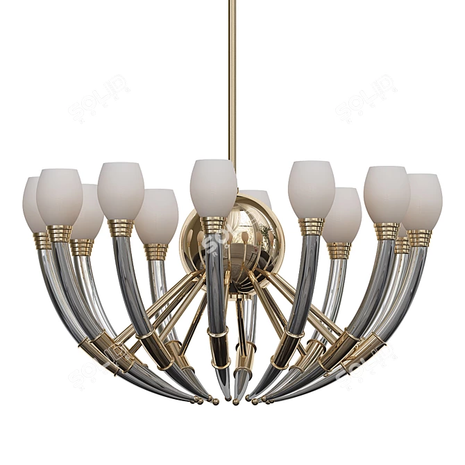 Opulent Opal Glass Regency Chandelier 3D model image 1