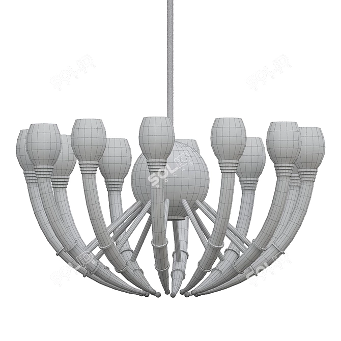 Opulent Opal Glass Regency Chandelier 3D model image 2