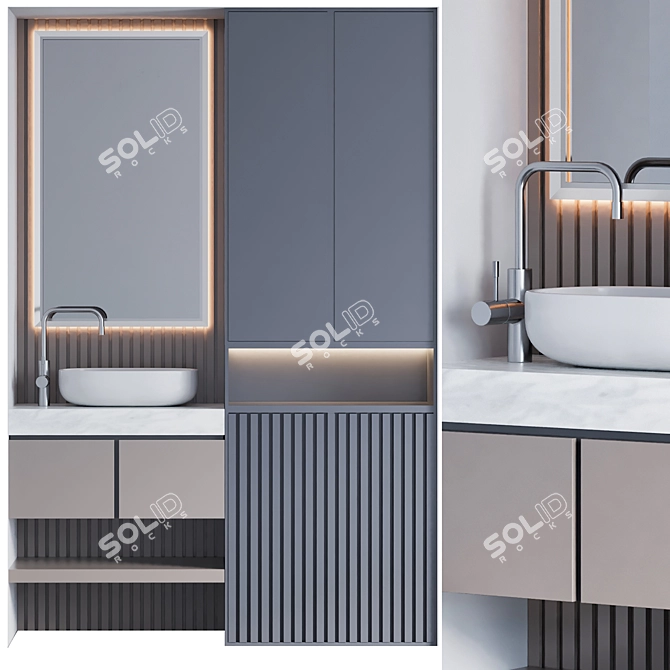 Modern Bathroom Furniture Set 3D model image 1