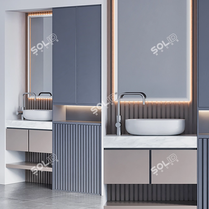 Modern Bathroom Furniture Set 3D model image 2