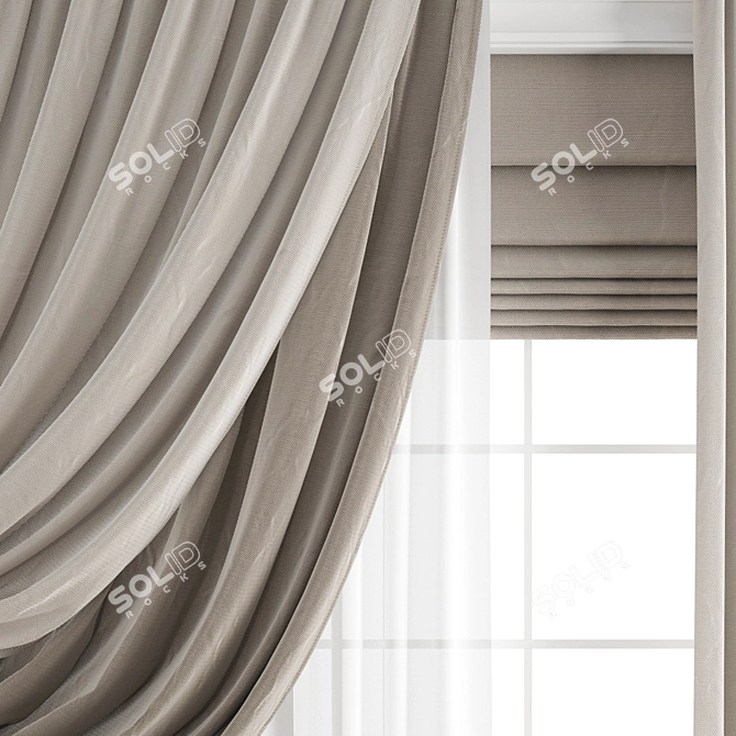 Polygonal Curtains 3D Model 3D model image 2