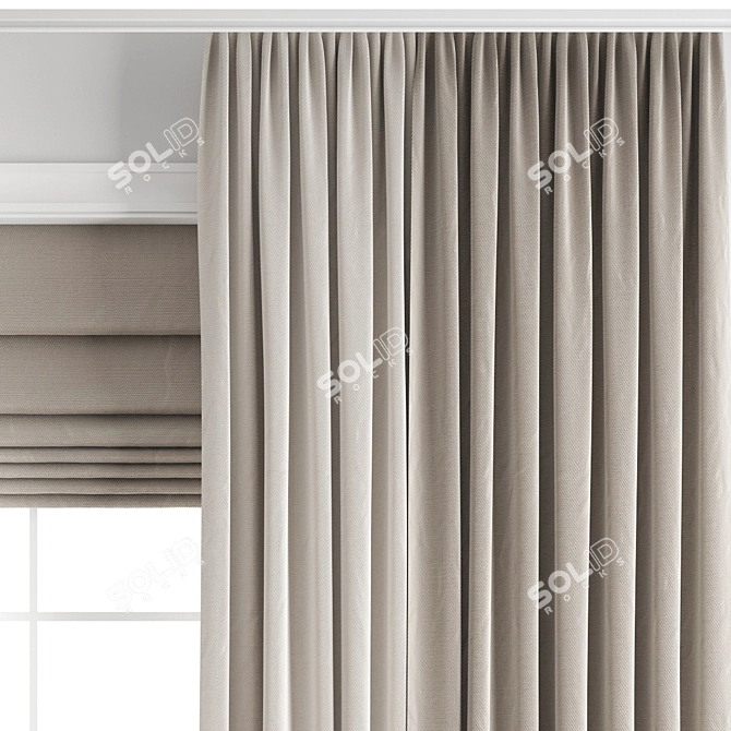 Polygonal Curtains 3D Model 3D model image 4