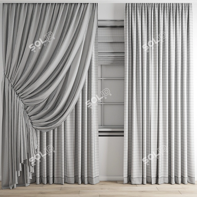 Polygonal Curtains 3D Model 3D model image 5