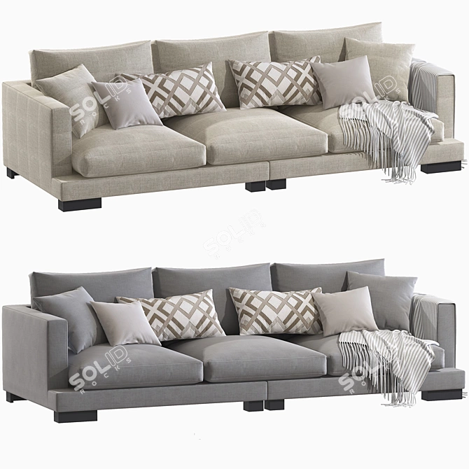 Elegant Classic Beige Tuscany Sofa 3D model image 1