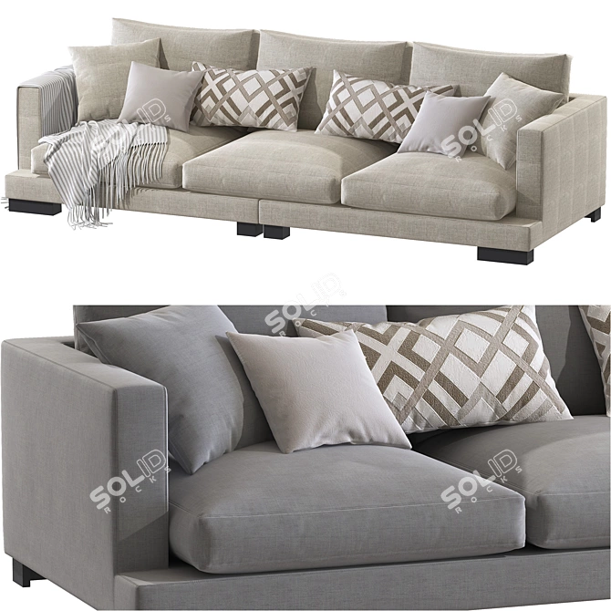 Elegant Classic Beige Tuscany Sofa 3D model image 2