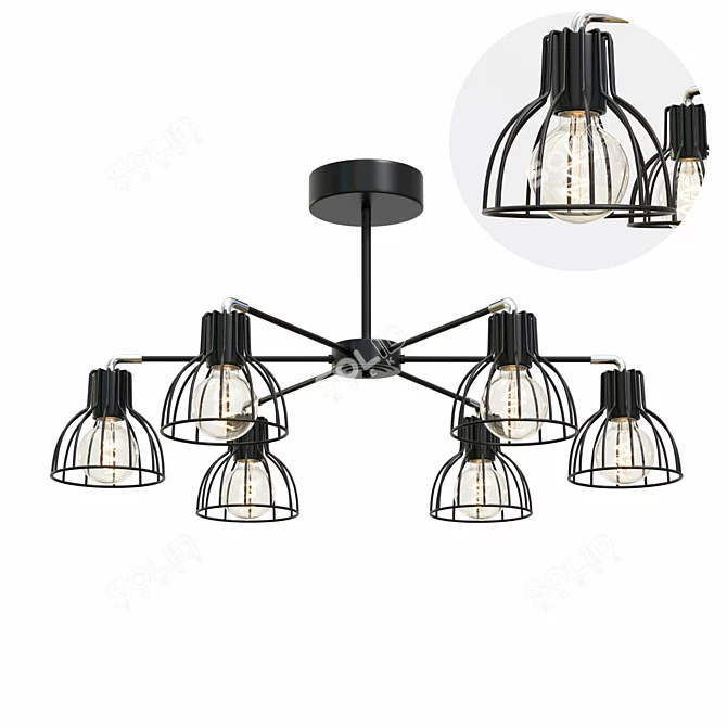 Elegant Nubia Ceiling Chandelier 3D model image 2