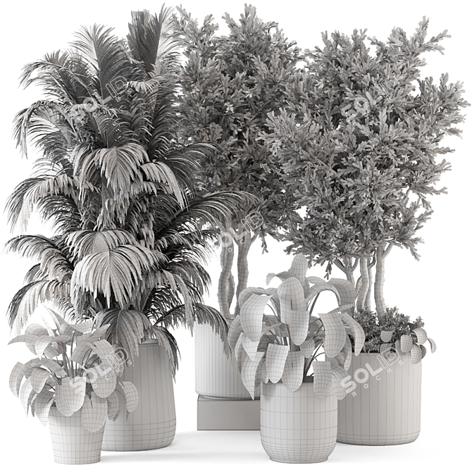 Rustic Concrete Pot Indoor Plants - Set 506 3D model image 7