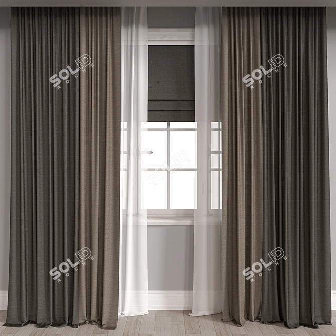 Elegant Vray & Corona Curtain 3D model image 1