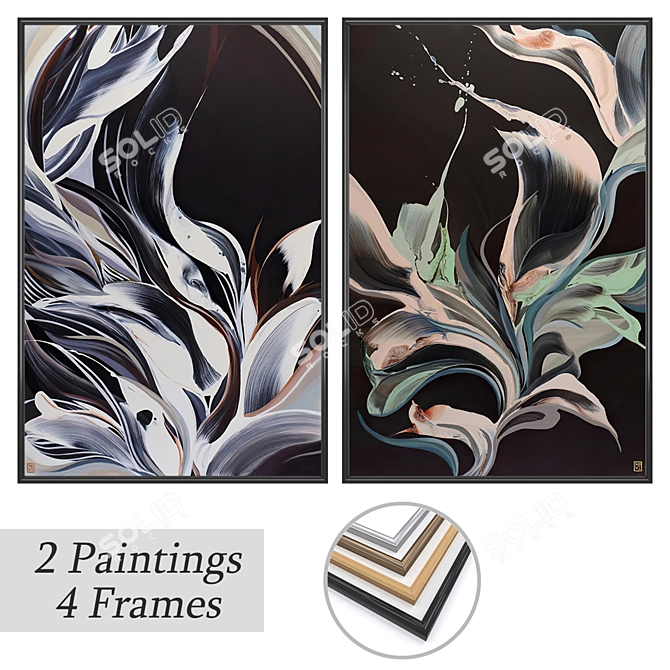 Elegant Art Set with Multiple Frames 3D model image 1