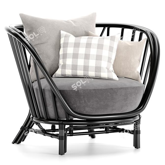 Elegant Rattan Kyoto Armchair 3D model image 1