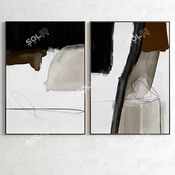 Plaster Duo Frame: Interior Art 3D model image 3