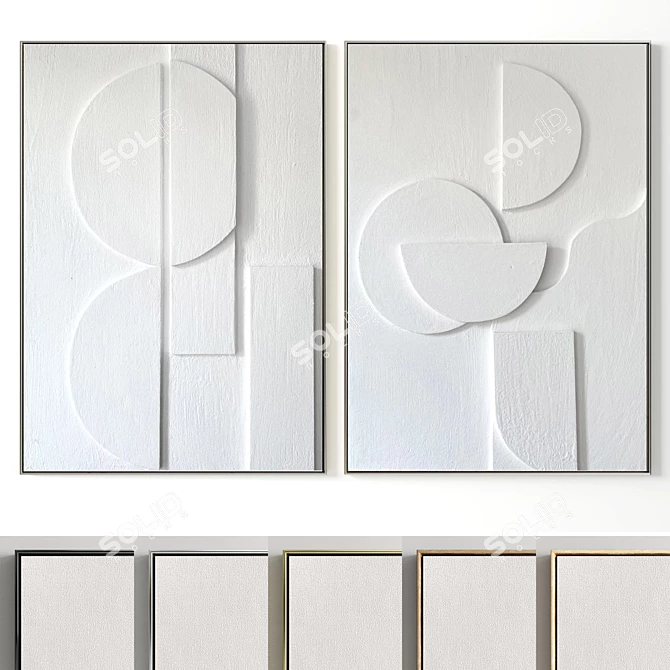 Plaster Duo Frame: Modern Interior Art 3D model image 1
