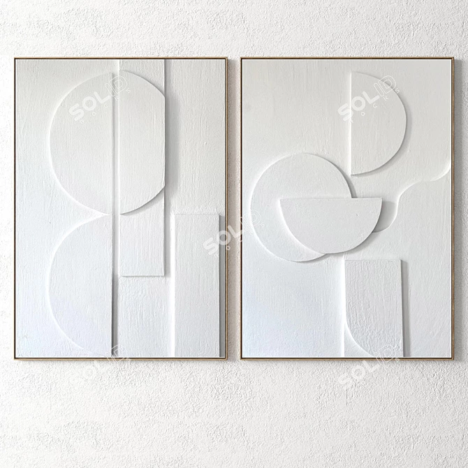 Plaster Duo Frame: Modern Interior Art 3D model image 2