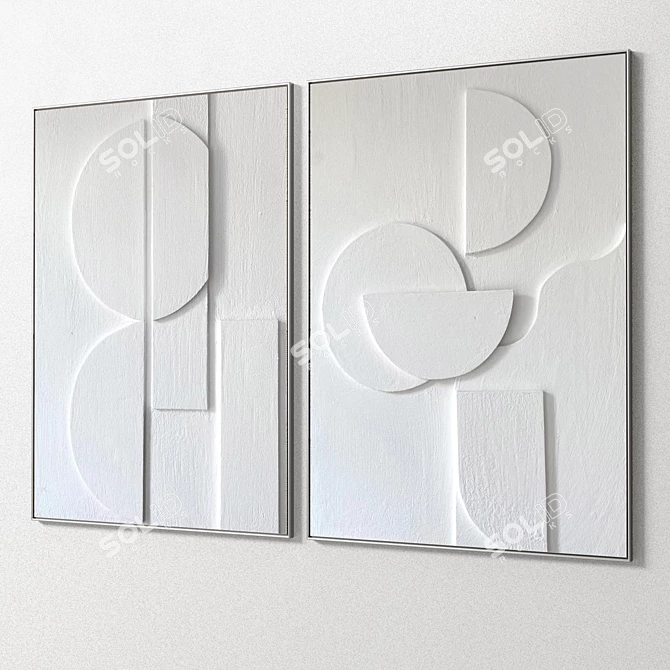 Plaster Duo Frame: Modern Interior Art 3D model image 4