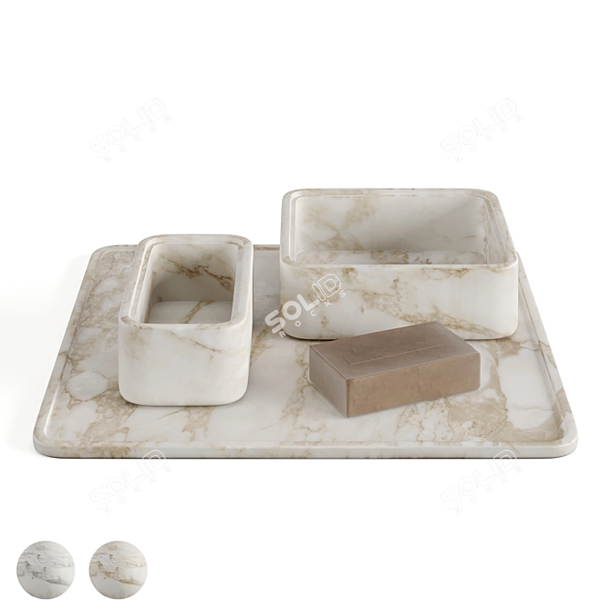 Elegant Arabescato Marble Bath Set 3D model image 5