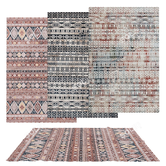 Variety Pack of 6 Textured Rugs 3D model image 1