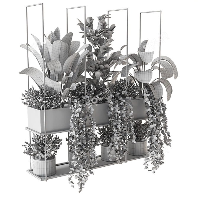 Metal Box Hanging Plants Set - Indoor Décor 3D model image 6