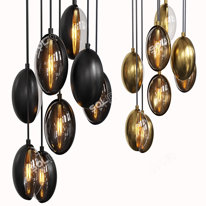 Elegant Pendant Light Set - Dias Lampatron 3D model image 1