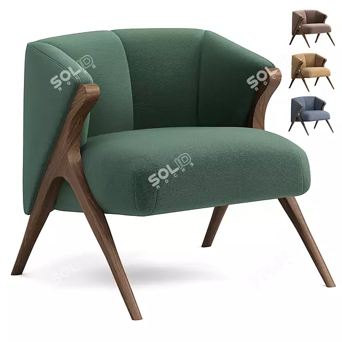 Stylish Florence Fabric Accent Chair 3D model image 1