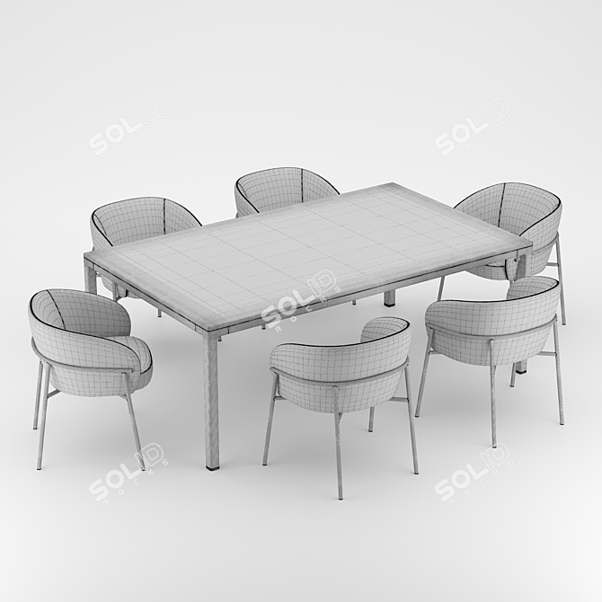 Modern Dining Set with Rimo Chair 3D model image 4