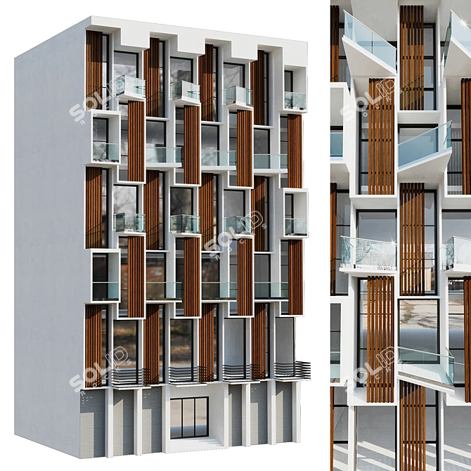 Modern Residential Building 37 3D model image 1