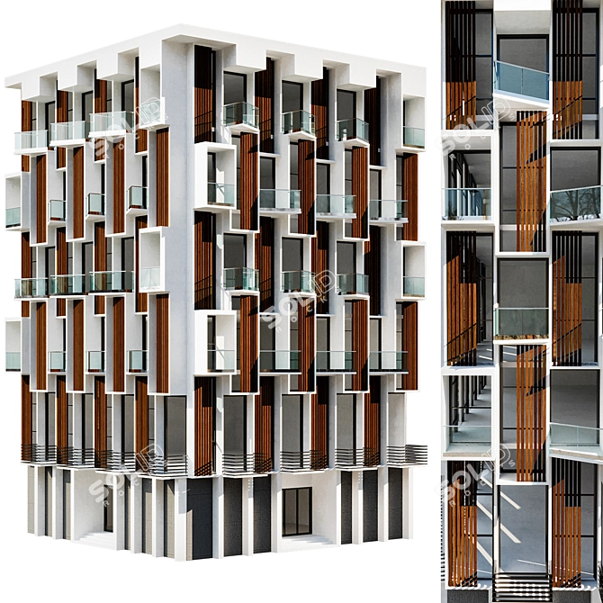 Modern Urban Residence: Building No. 38 3D model image 1
